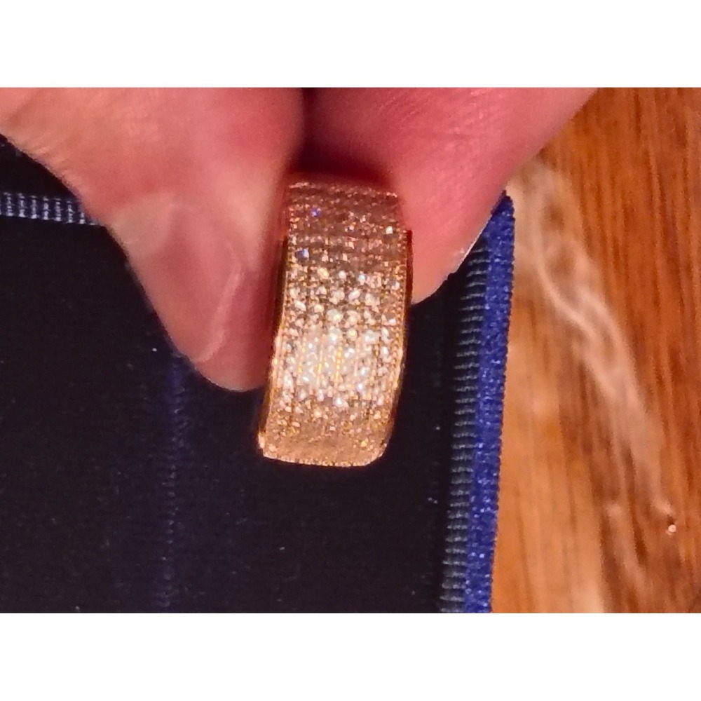 925 Sterling Silver Rose Gold Tone Pave CZ Wide Band Cocktail Ring Size 8.5